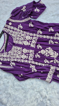 Beautiful premium silk Chikankari midi tunic by LVW Fashions featuring intricate Lucknow Chikankari embroidery.