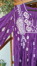 Eminence Broad Sleeves Premium Silk Chikankari Tunic by LVW Fashions, showcasing intricate Lucknow-style handcrafted chikankari embroidery.