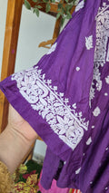 Eminence Broad Sleeves Premium Silk Chikankari Tunic by LVW Fashions, handmade Lucknow Chikankari kurta with intricate embroidery.