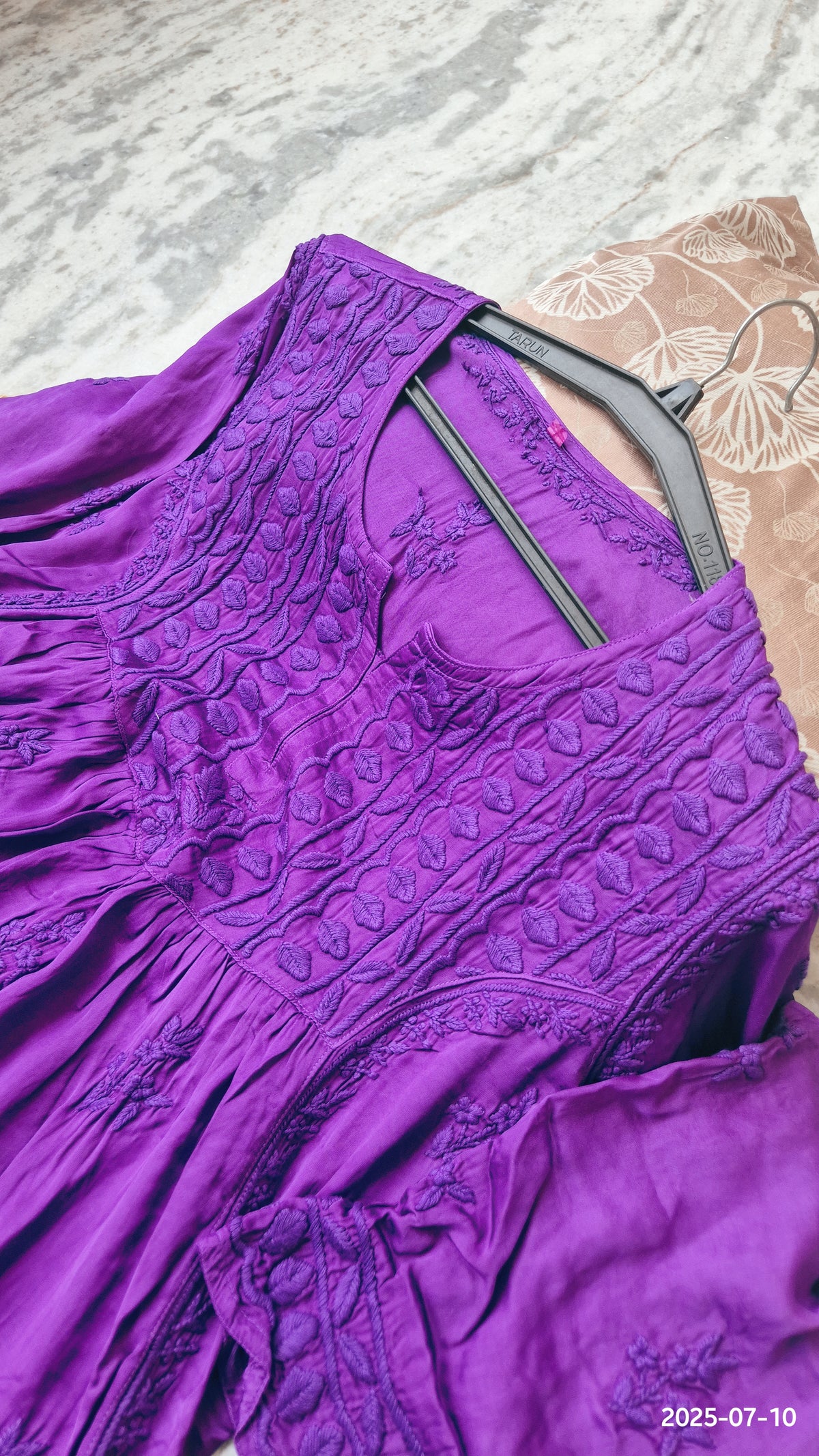 Stylish frill tunic by LVW Fashions, handmade cotton silk chikankari kurta with intricate Lucknow embroidery and elegant design.