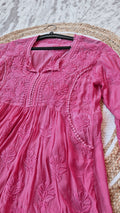 Stylish LVW Fashions cotton chikankari tunic with side pockets, handmade Lucknow chikankari kurta, perfect for casual wear.