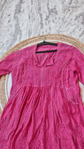 Stylish premium cotton Chikankari tunic with side pockets, handmade by LVW Fashions, featuring intricate Lucknow Chikankari embroidery.