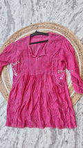 Stylish cotton chikankari tunic with side pockets by LVW Fashions, handmade Lucknow chikankari kurta in a modern design.