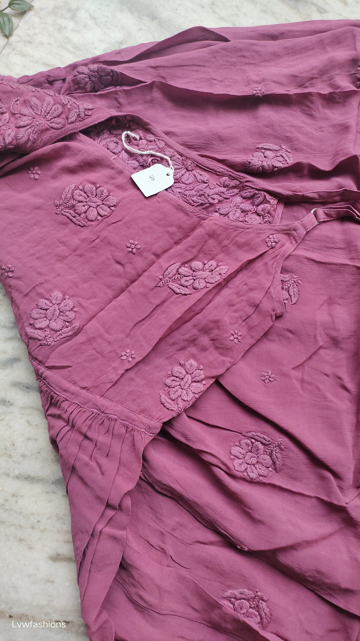 Luxurious Tulip Premium Georgette Chikankari tunic by LVW Fashions, handcrafted Lucknow chikankari kurta with intricate embroidery.