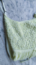 Handmade Tulip Premium Georgette Chikankari Tunic by LVW Fashions with intricate Lucknow Chikankari embroidery.