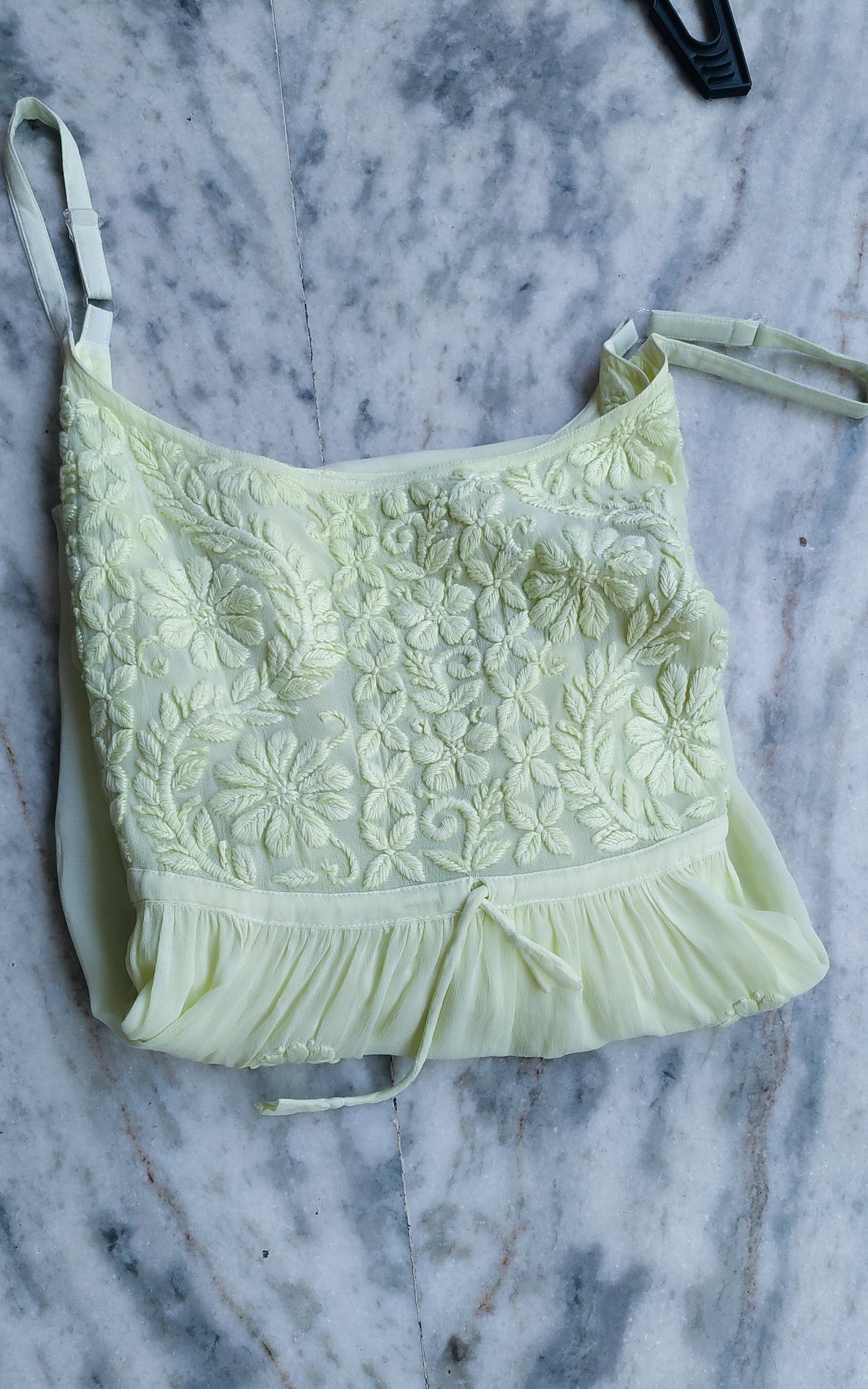 Handmade Tulip Premium Georgette Chikankari Tunic by LVW Fashions with intricate Lucknow Chikankari embroidery.