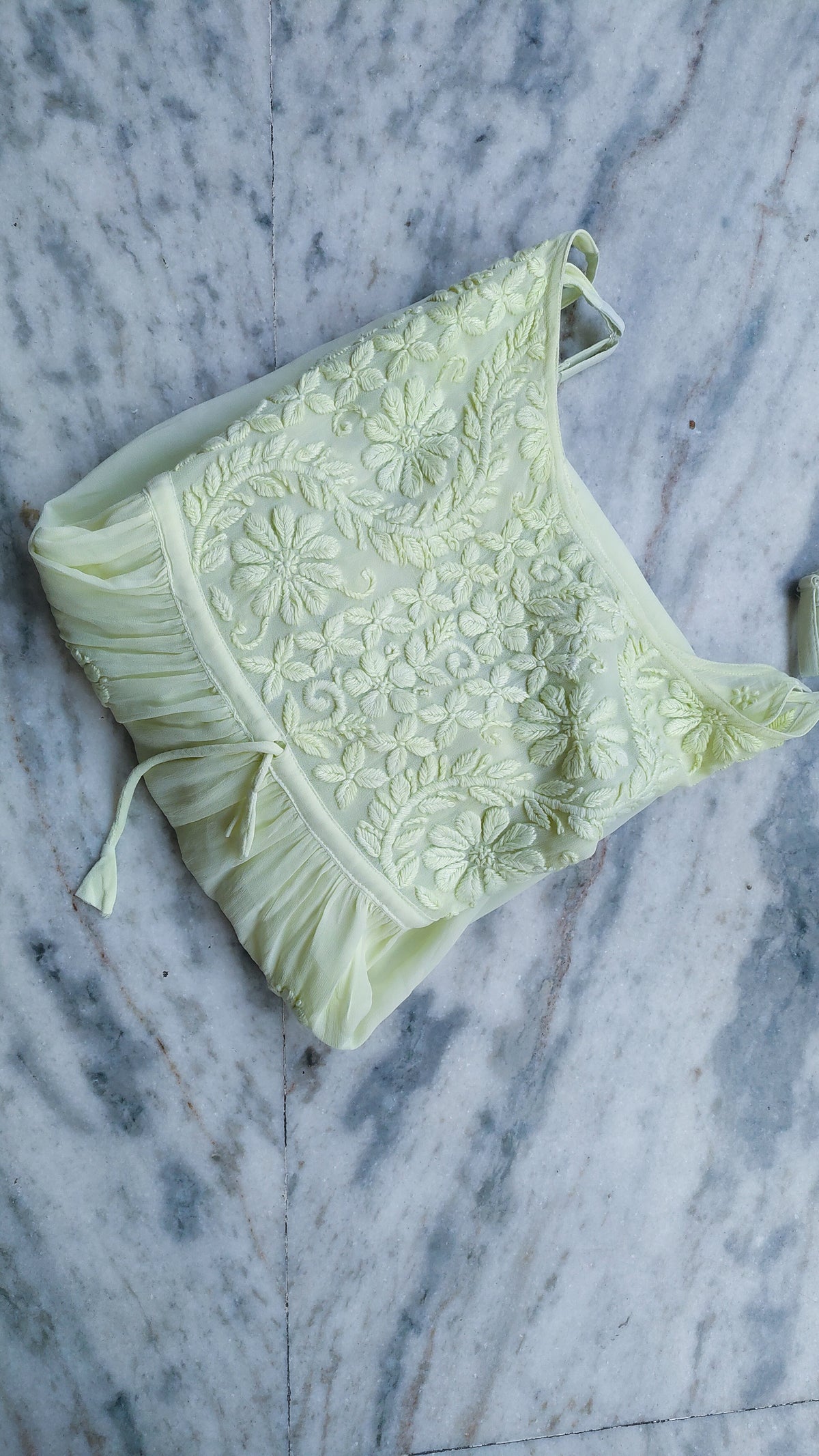 Handmade Tulip Premium Georgette Chikankari Tunic by LVW Fashions, featuring intricate Lucknow Chikankari embroidery.