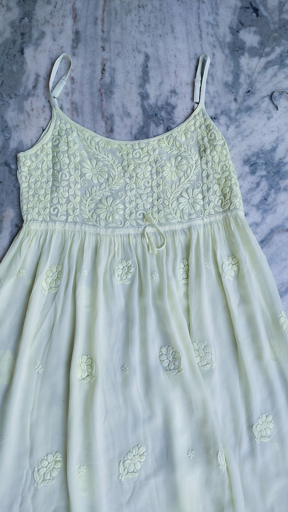 Handmade Tulip Premium Georgette Chikankari Tunic by LVW Fashions, featuring intricate Lucknow Chikankari embroidery.