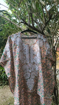 Pink Falak QAFTAAN by LVW Fashions, handmade Lucknow Chikankari kurta in soft printed cotton, perfect for elegant traditional wear.