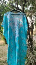 Pink Falak QAFTAAN by LVW Fashions, handcrafted Lucknow Chikankari cotton kurta with soft mul print, lightweight and elegant.