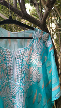 Pink Falak QAFTAAN by LVW Fashions, soft mul printed cotton kurta with intricate Lucknow Chikankari embroidery.