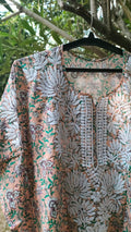 Pink Falak QAFTAAN by LVW Fashions, handmade Lucknow Chikankari kurta in soft printed cotton with intricate embroidery.