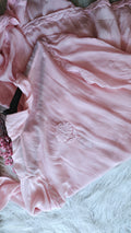 Pink Zainab Premium Silk Chikankari Shirt with Flair by LVW Fashions, showcasing intricate Lucknow-style handmade chikankari embroidery.