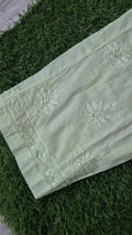 LVW Fashions Pista Premium Soft Mulmul Chikankari Suit with Embroidered Dupatta, handmade Lucknow Chikankari kurta, non-transparent fabric