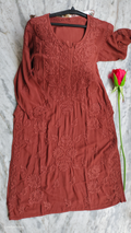 Plus Love premium modal Chikankari kurta by LVW Fashions featuring intricate Lucknow-style handmade embroidery.