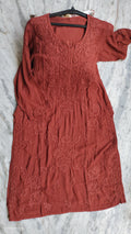 Plus Love Premium Modal Chikankari Kurta by LVW Fashions, handmade Lucknow Chikankari kurta in light fabric, featuring intricate embroidery.
