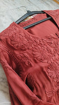 Plus Love Premium Modal Chikankari Kurta by LVW Fashions, handmade Lucknow Chikankari with intricate embroidery in a stylish design.