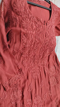 Plus Love Premium Modal Chikankari Kurta by LVW Fashions featuring intricate handmade Lucknow Chikankari embroidery.