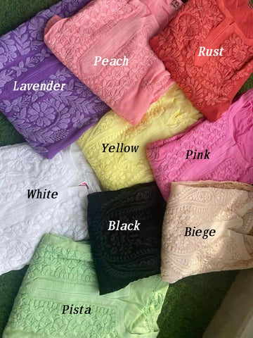 Ruhani Floral beautiful Shades Premium Georgette Chikankari Kurtas