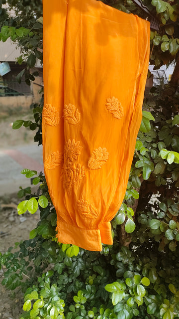 Spanish orange Premium Resham Silk Afgani Set (with dupatta)
