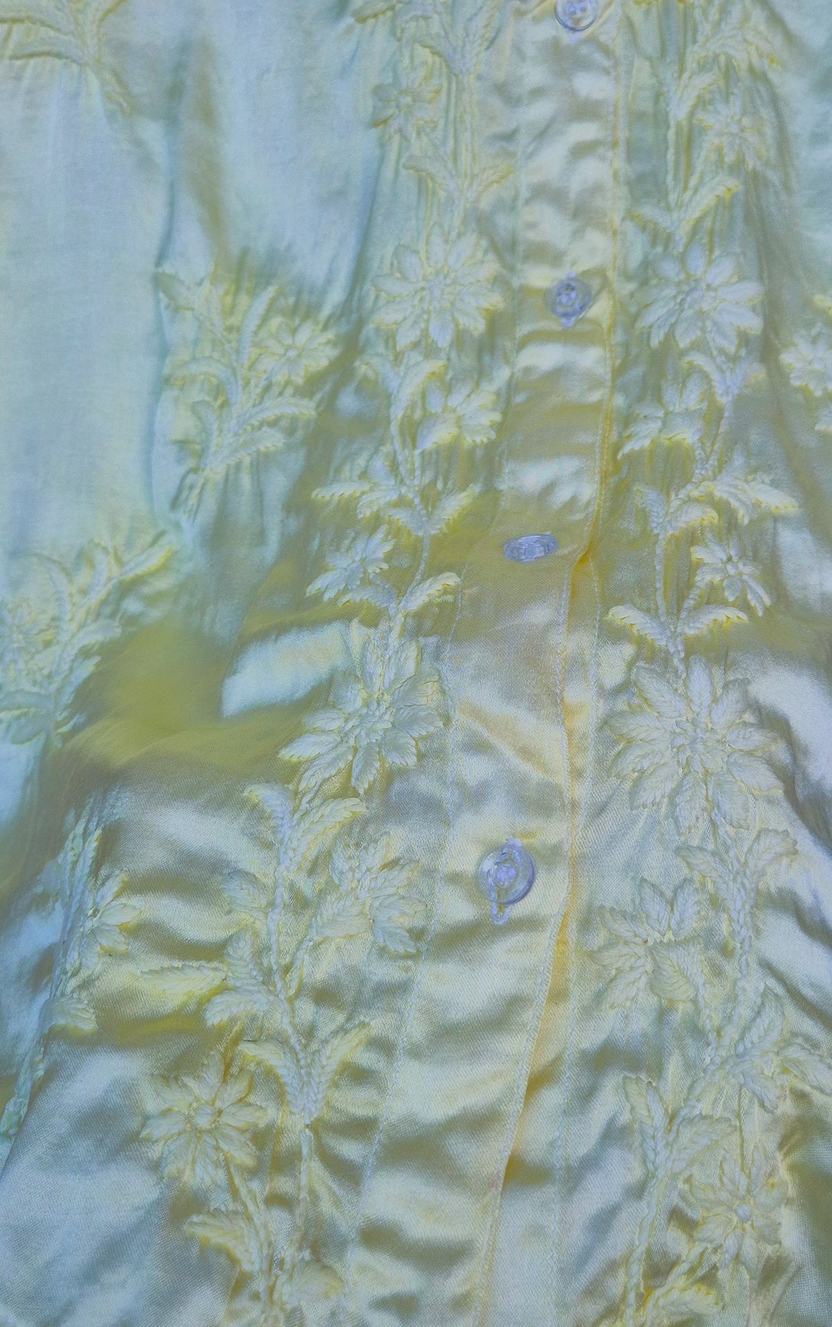 Luxurious handcrafted silk Chikankari kurta by LVW Fashions, featuring intricate Lucknow embroidery and stylish design.