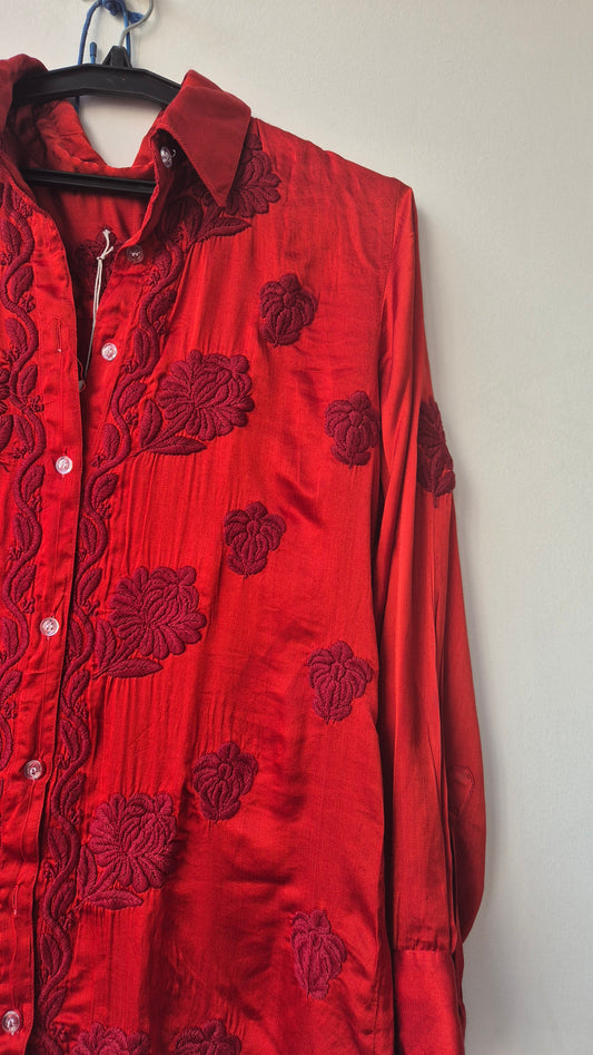 Stylish Premium Silk Luxurious Chikankari Handcrafted Shirt