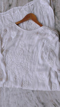 Super luxurious silk Chikankari long A-line kurta by LVW Fashions, featuring intricate handmade side designs and traditional Lucknow craftsmanship.
