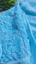 Handmade Lucknow Chikankari Tulip Tunic with luxurious Gharara pants, traditional embroidery by LVW Fashions.