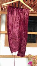 Tyrian pink Makhmal handcrafted Chikankari co-ord set by LVW Fashions, featuring traditional Lucknow-style embroidery and kurta.