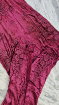 Tyrian pink handcrafted Chikankari co-ord set by LVW Fashions featuring traditional Lucknow embroidery on pure Makhmal fabric.
