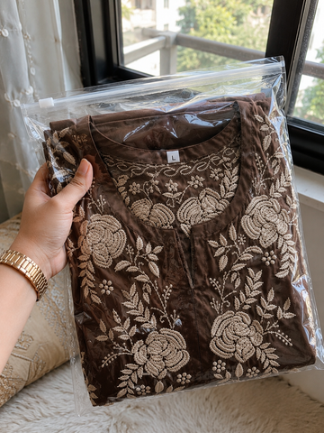 Walnut Co-ord Set With back And Sleeves Embroidery Special (One Creation)