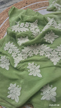 White Pistachio LVW Fashions premium soft cotton silk chikankari co-ord set with handmade Lucknow chikankari kurta and matching pants.
