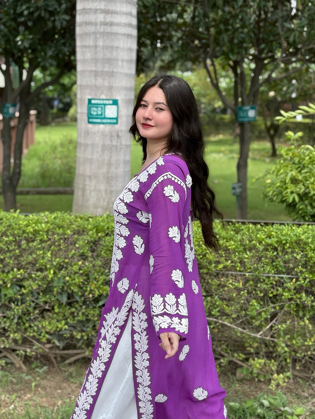Rehmat Premium Soft Georgette Chikankari Co-ord Set by LVW Fashions, white handmade Lucknow Chikankari kurta and pants.