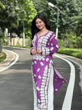 LVW Fashions Rehmat premium soft georgette Chikankari co-ord set featuring intricate handmade Lucknow Chikankari in white.