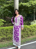 Rehmat Premium Soft Georgette Chikankari Co-ord Set by LVW Fashions featuring handmade Lucknow Chikankari in white.