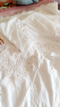 White Safed Premium Soft Mulmul Chikankari suit with embroidered dupatta by LVW Fashions, featuring delicate handmade Lucknow chikankari.