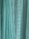 Luxury Farah Premium Georgette Chikankari Kurta by LVW Fashions with mukaish embellishments and matching bottom dupatta, handmade in Lucknow.