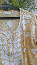 Handmade long Chikankari kurta with wrist cut, made from premium soft cotton by LVW Fashions, featuring intricate Lucknow embroidery.