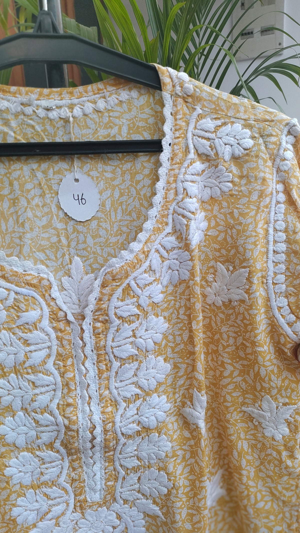 Handmade long Chikankari kurta with wrist cut, made from premium soft cotton by LVW Fashions, featuring intricate Lucknow embroidery.
