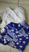 Zainy premium silk and georgette handcrafted Chikankari co-ord set by LVW Fashions, featuring traditional Lucknow embroidery and kurta design.