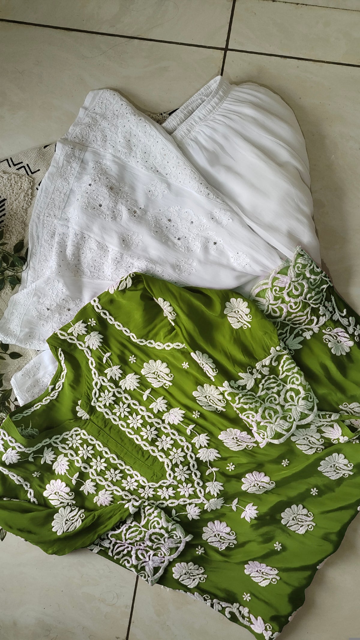 Zainy premium silk and georgette handcrafted Chikankari co-ord set by LVW Fashions, featuring traditional Lucknow embroidery.
