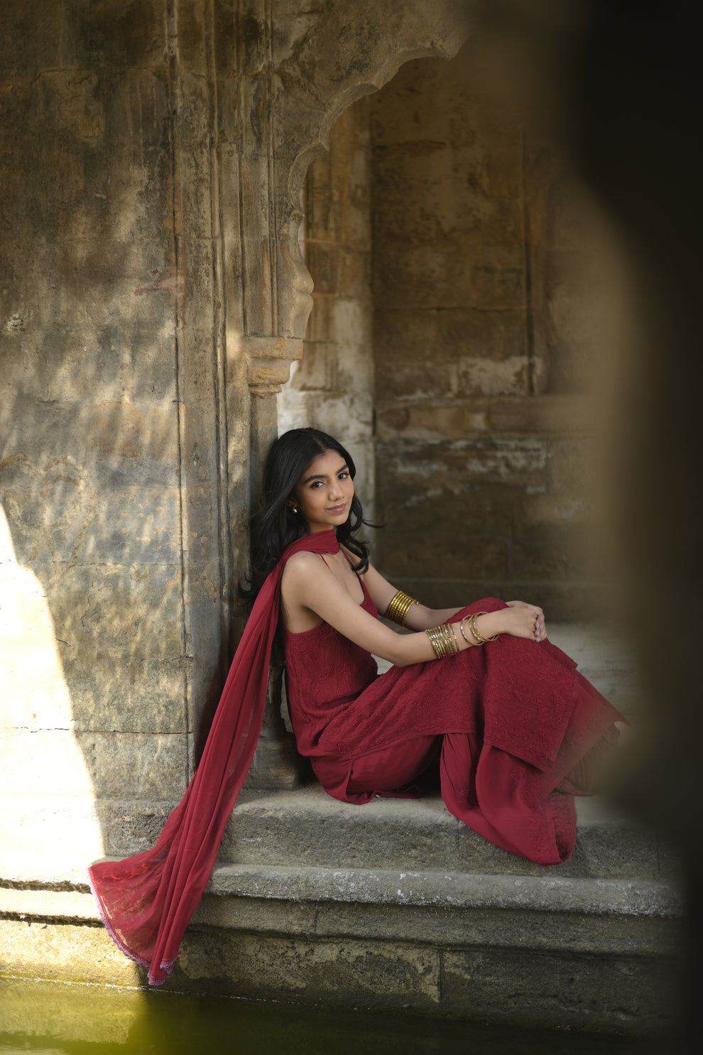 Pure handcrafted Chikankari Kurti set in premium georgette fabric by LVW Fashions, featuring intricate embroidery and elegant design.