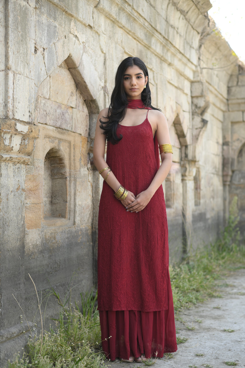 Tulip Premium Georgette Chikankari Kurti Set by LVW Fashions, handcrafted in pure georgette with intricate embroidery.