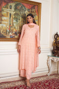Rose pink Kaneez Premium Georgette Chikankari Kurta Set by LVW Fashions, featuring intricate handcrafted embroidery.