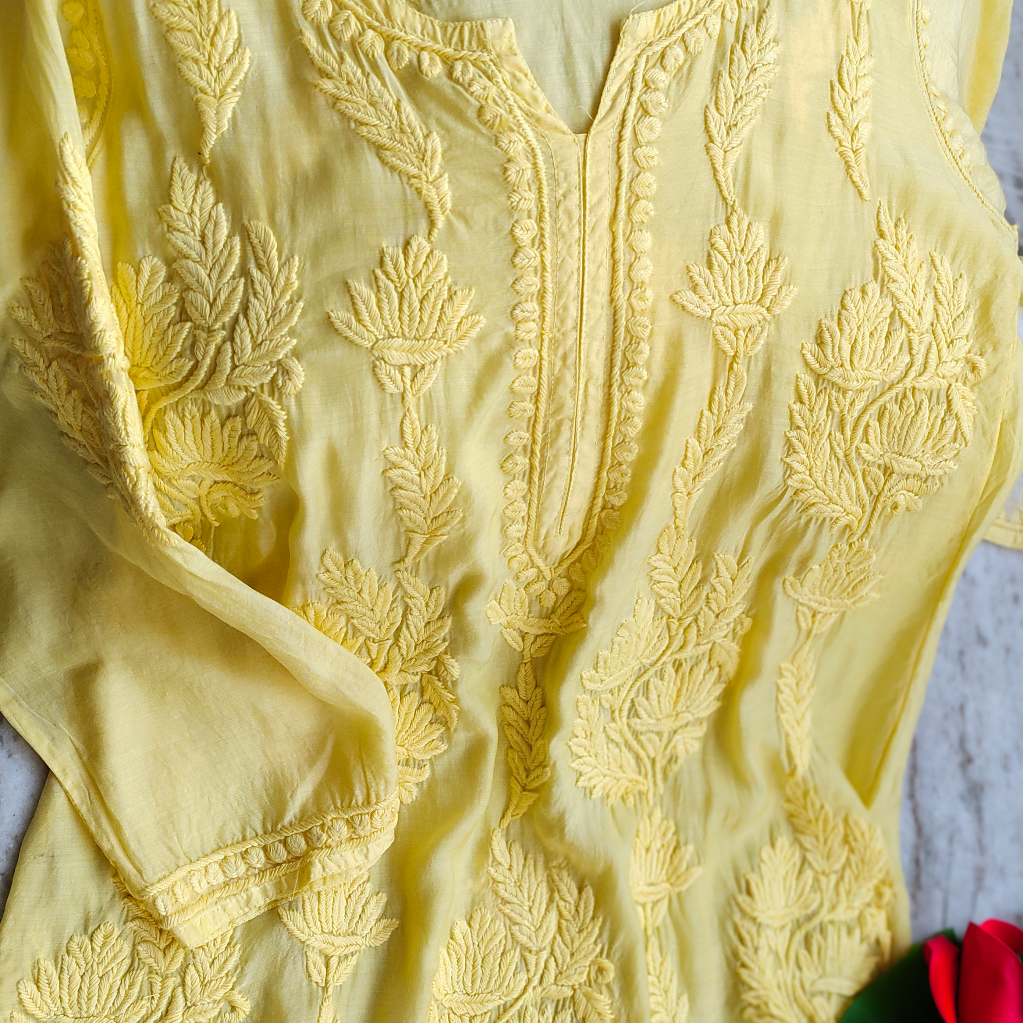Lotus Silk Premium Chikankari Luxurious Long Kurta