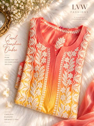 Premium Georgette luxurious Chikankari Long Kurta Heavy Embroidery with Light weight