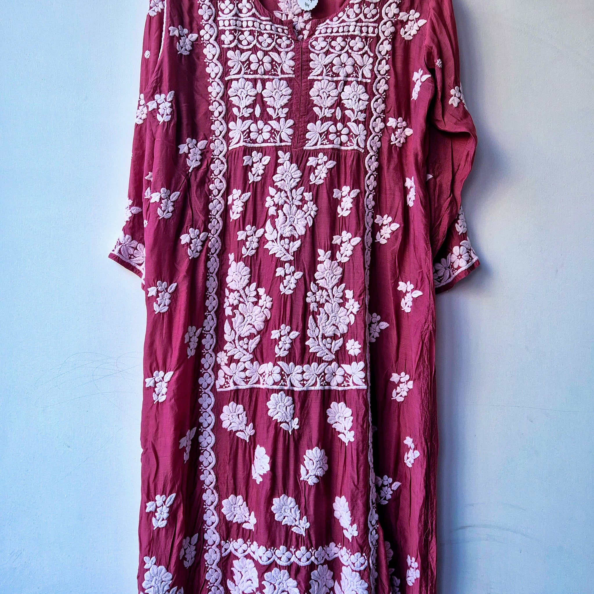 Mystic Maroon Premium Crepe Silk Chikankari Tunic