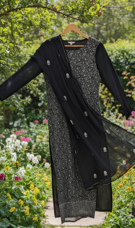 Beautiful Faux Georgette Pure Handcrafted Chikankari full  Suit Unstitched With Bottom Piece