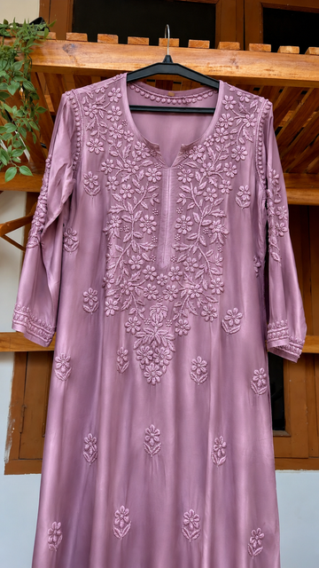 Zaina Premium Soft Non Transparent Chikankari Long Kurti