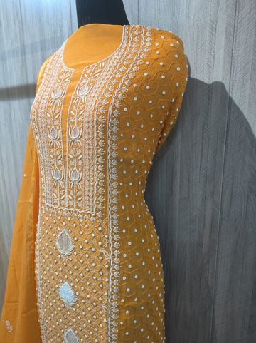 Noori Luxurious Pearl Cutdana And Chikankari  Kurta Dupatta Set